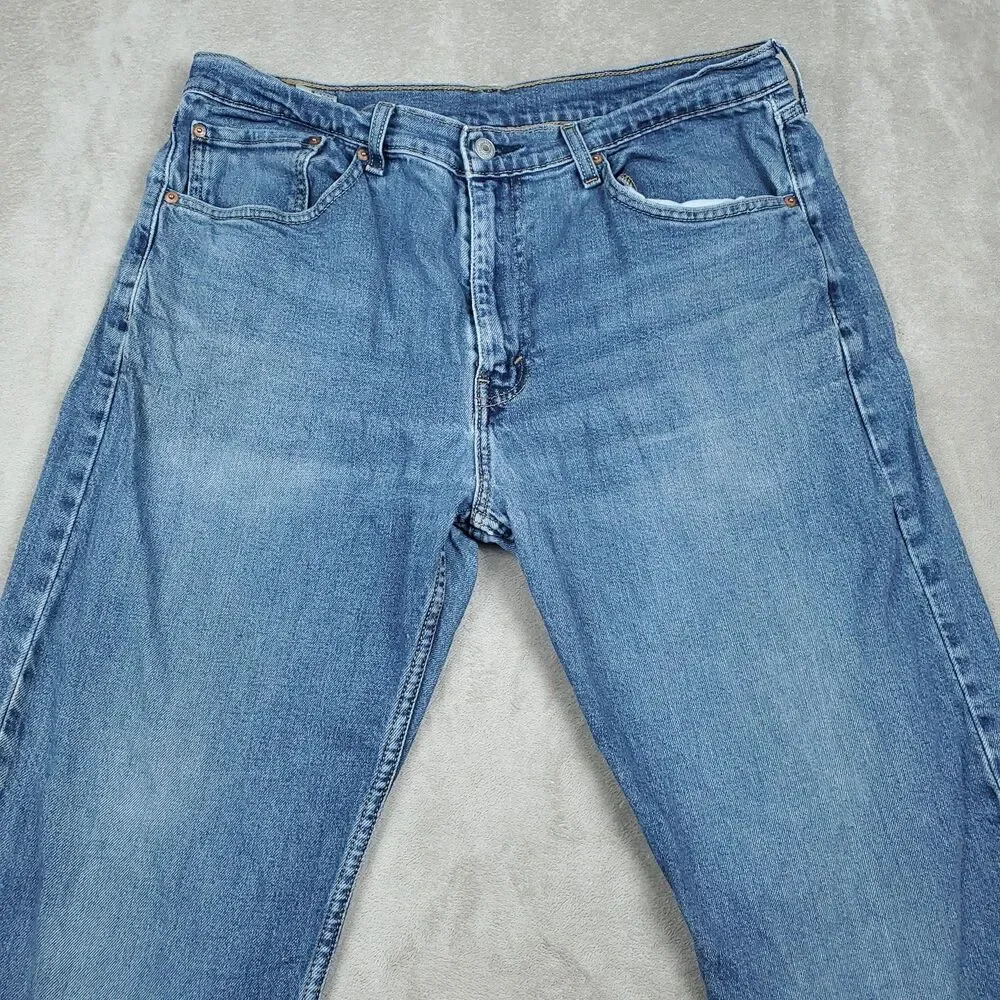 Levis 505 Jeans Mens 36x34 Blue Medium Wash Straight Zip Fly Regular Fit Denim